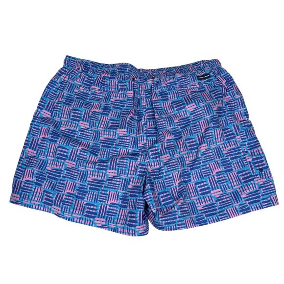 Southern Marsh Lined Swim Trunks Shorts Men’s 3X Blue Pink Geometric Drawstring - Picture 2 of 10